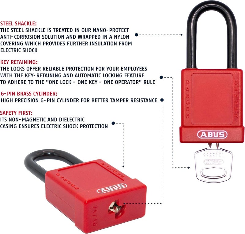 Abus OSHA Compliant Electrical Lockout Tagout Kit - Loto Kit with Loto Locks, Lockout Tags, Lockout Hasps (Professional) - Image 3
